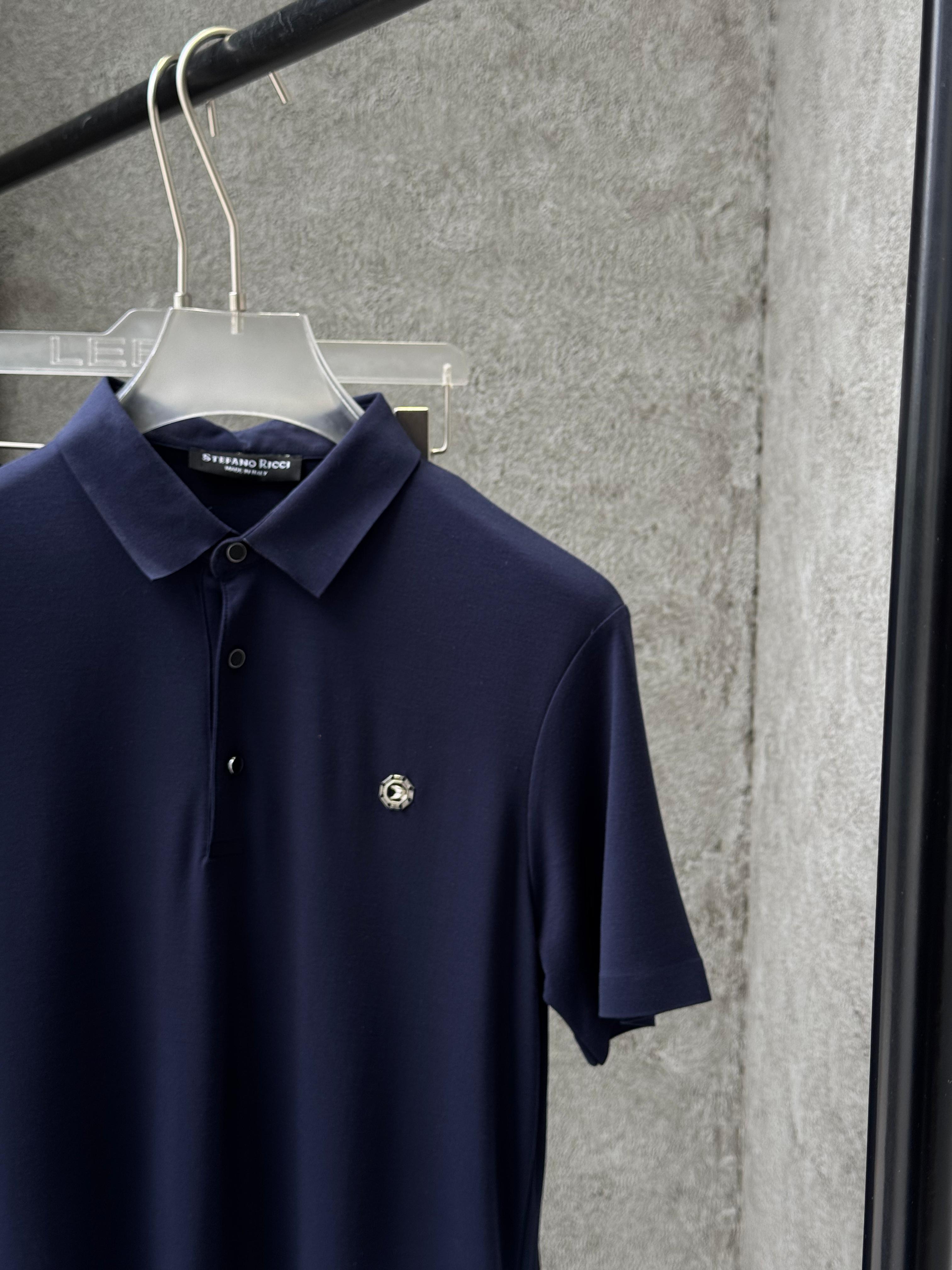 Stefano Ricci - Signature Eagle Embroidery Luxury Cotton Polo – Navy