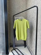 Zegna - Waffle-Knit Cotton-Silk Short Sleeve Sweater – Pistachio Green