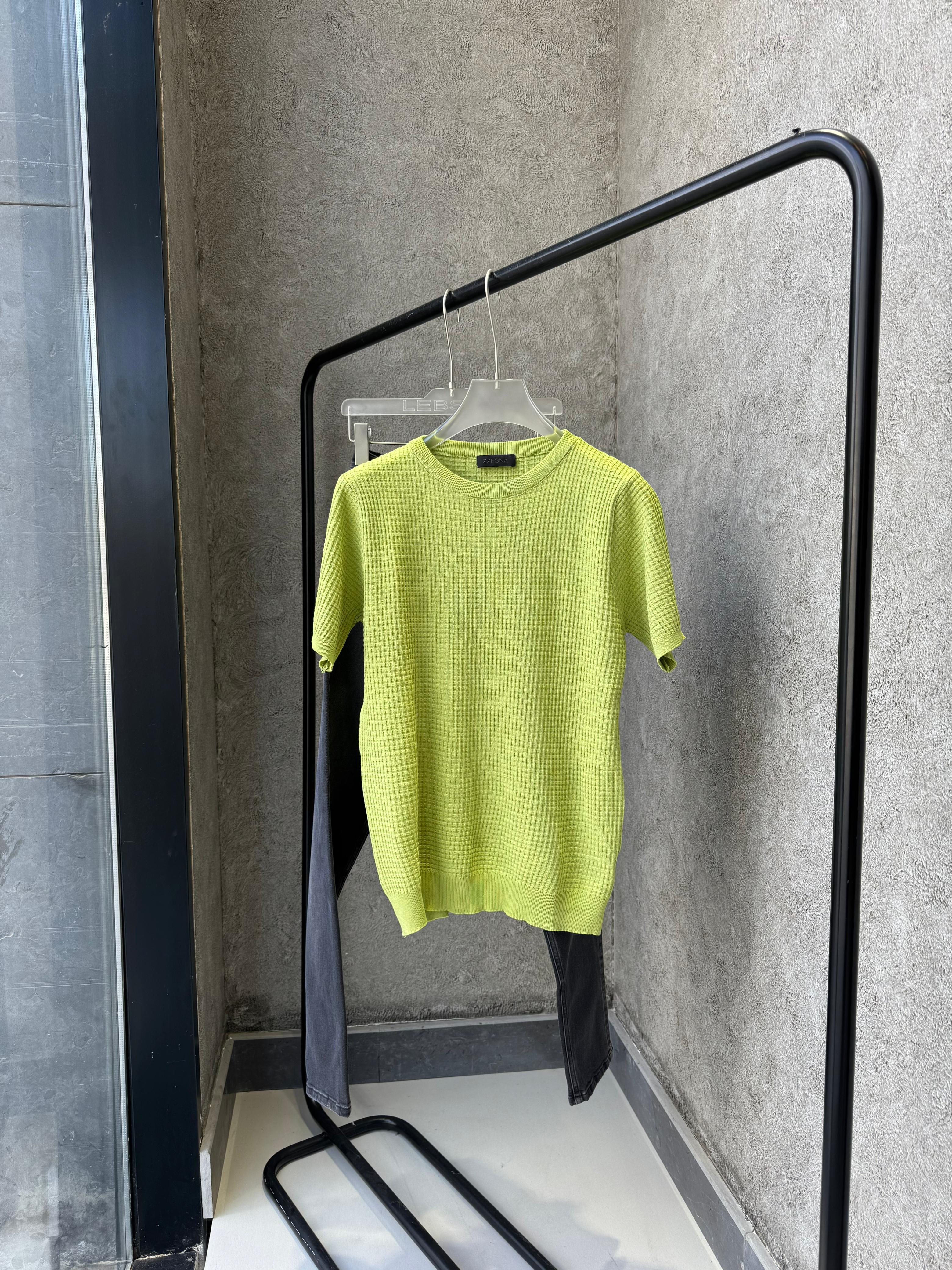 Zegna - Waffle-Knit Cotton-Silk Short Sleeve Sweater – Pistachio Green