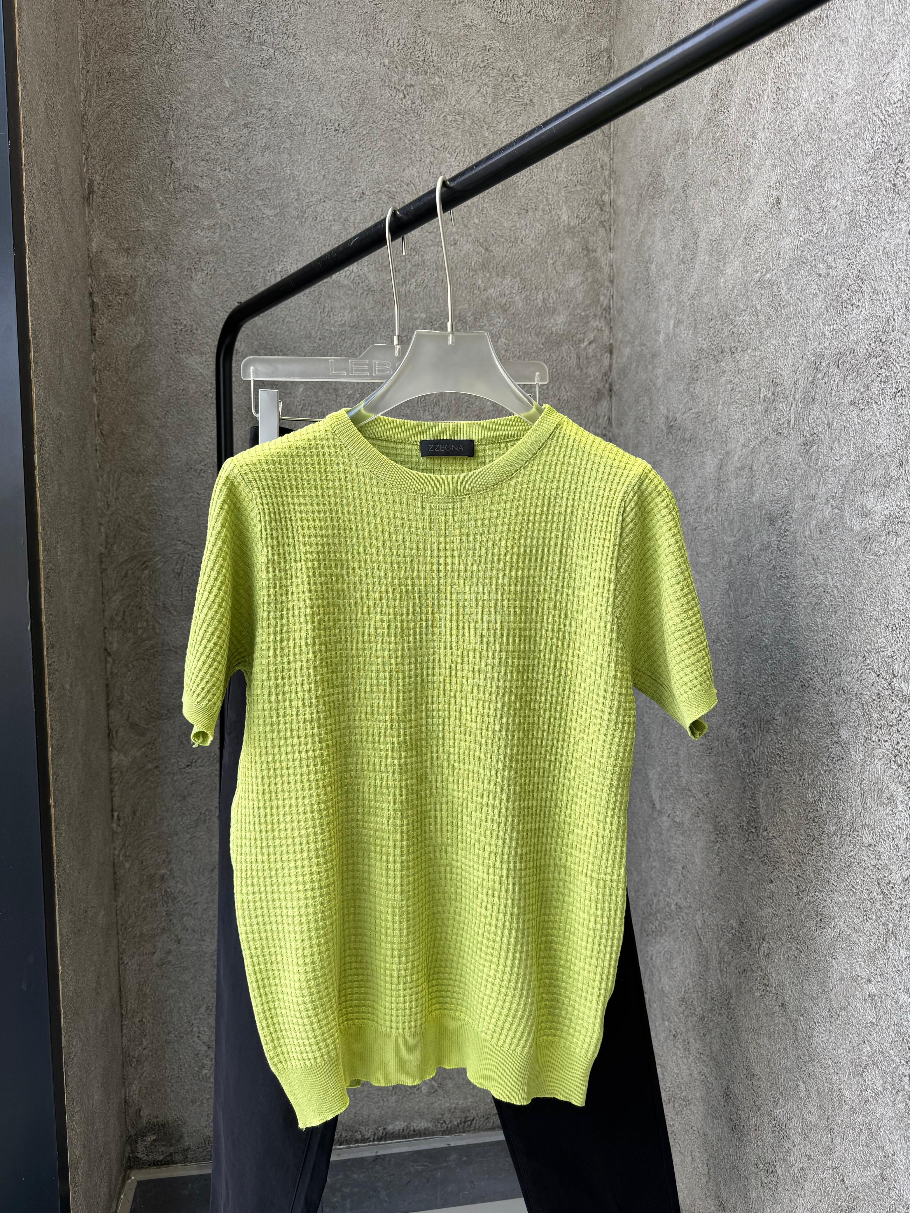 Zegna - Waffle-Knit Cotton-Silk Short Sleeve Sweater – Pistachio Green