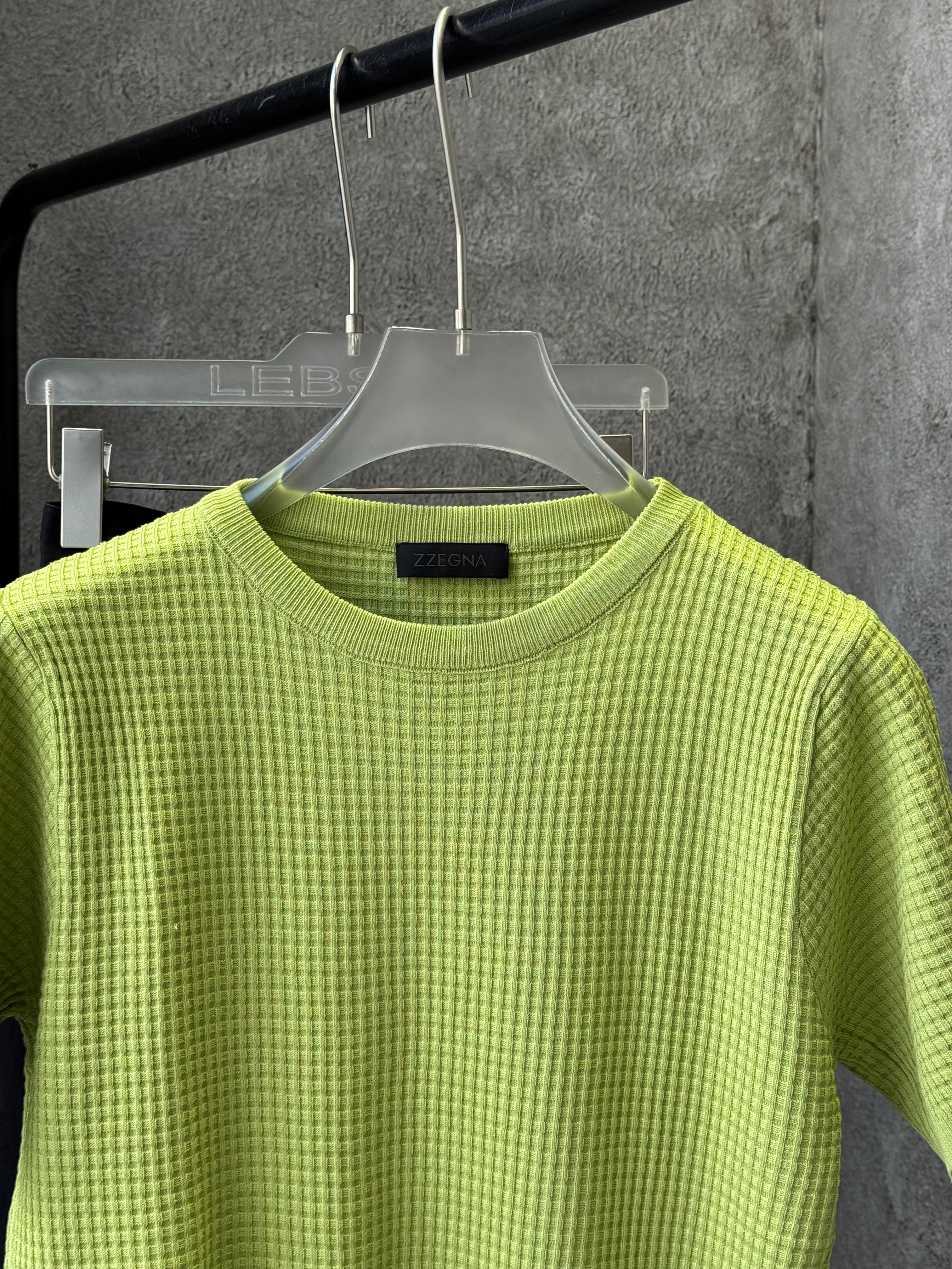 Zegna - Waffle-Knit Cotton-Silk Short Sleeve Sweater – Pistachio Green
