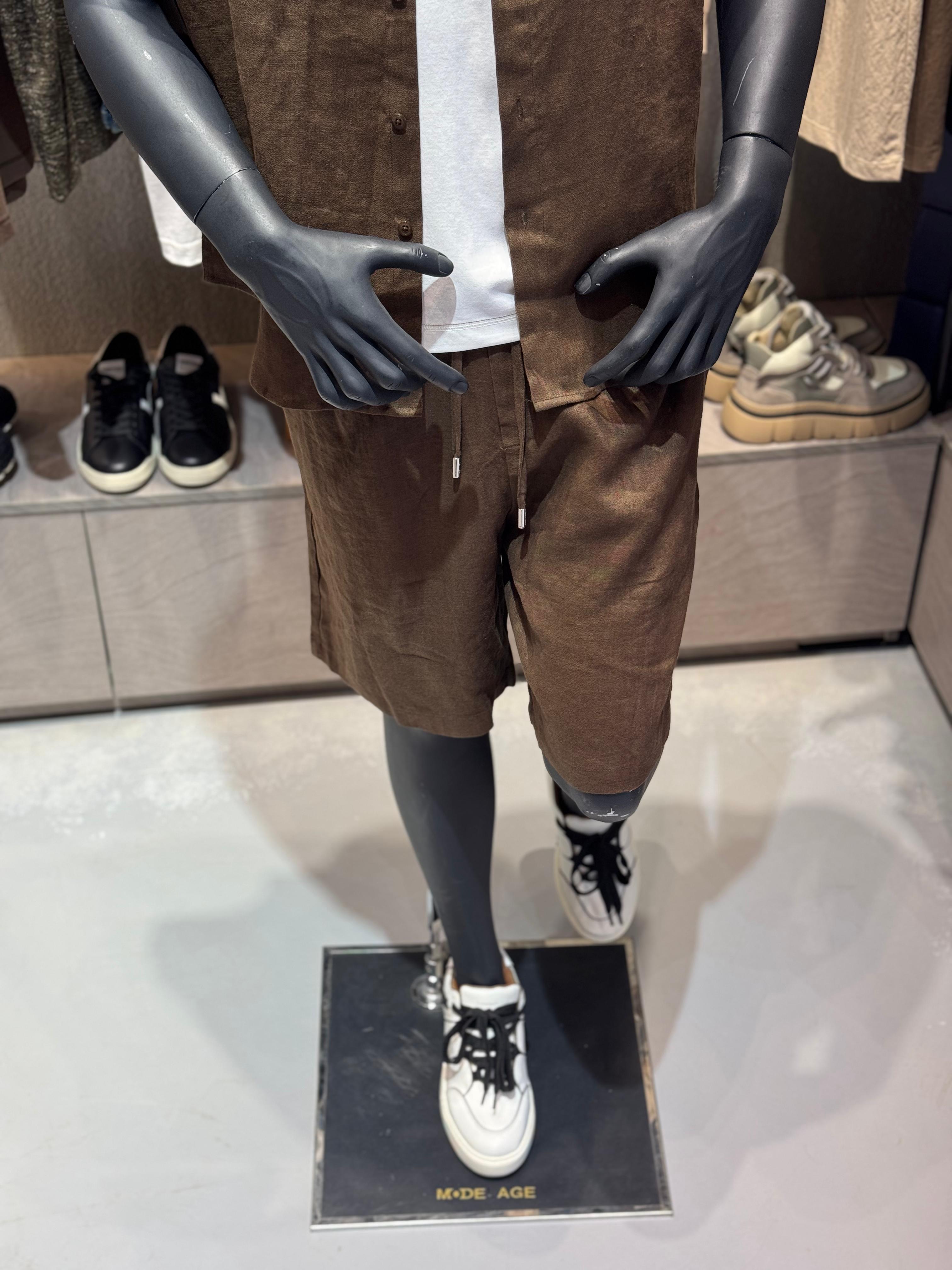 Loro Piana - Andre Shirt & Drawstring Shorts Linen Set – Espresso Brown