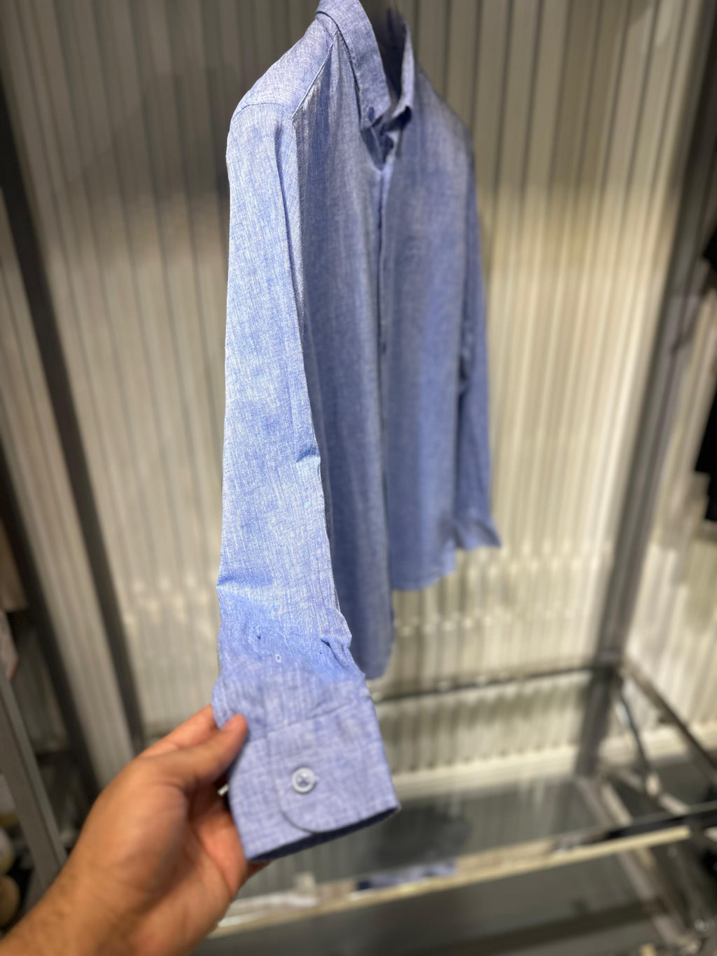 Loro Piana - André Button-Down Linen Shirt – Sky Blue Mélange