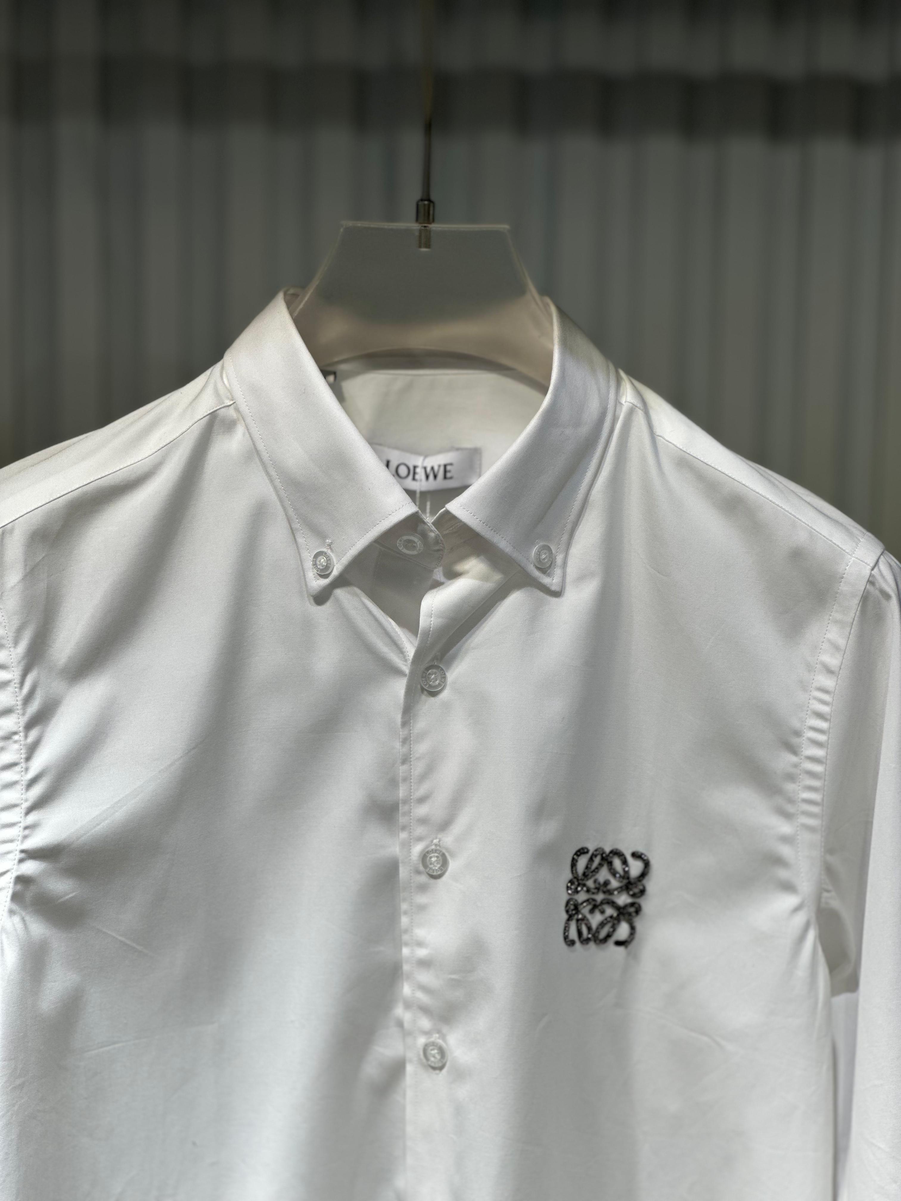 Loewe - Anagram Embroidered Oxford Shirt – Optic White