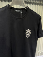 Dolce & Gabbana - Heraldic Bee & Crown Embroidered Cotton T-Shirt – Nero Black
