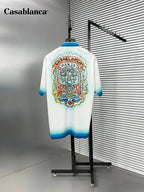 Casablanca - L'Arche de Nuit Silk Twill Shirt – White/Azure Gradient