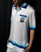 Casablanca - L'Arche de Nuit Silk Twill Shirt – White/Azure Gradient
