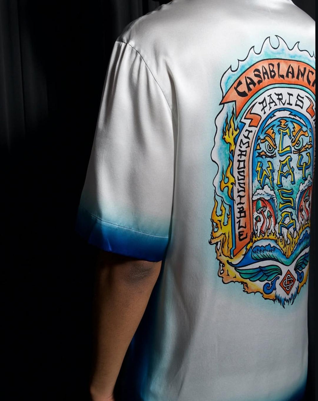 Casablanca - L'Arche de Nuit Silk Twill Shirt – White/Azure Gradient