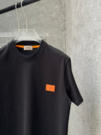 Hermès - Paris Cotton Jersey T-Shirt – Black with Signature Orange Leather Patch