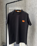 Hermès - Paris Cotton Jersey T-Shirt – Black with Signature Orange Leather Patch