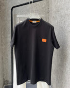Hermès - Paris Cotton Jersey T-Shirt – Black with Signature Orange Leather Patch