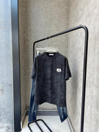 Dior - Acid-Wash Cotton Jersey T-Shirt – Charcoal Grey with Logo Patch