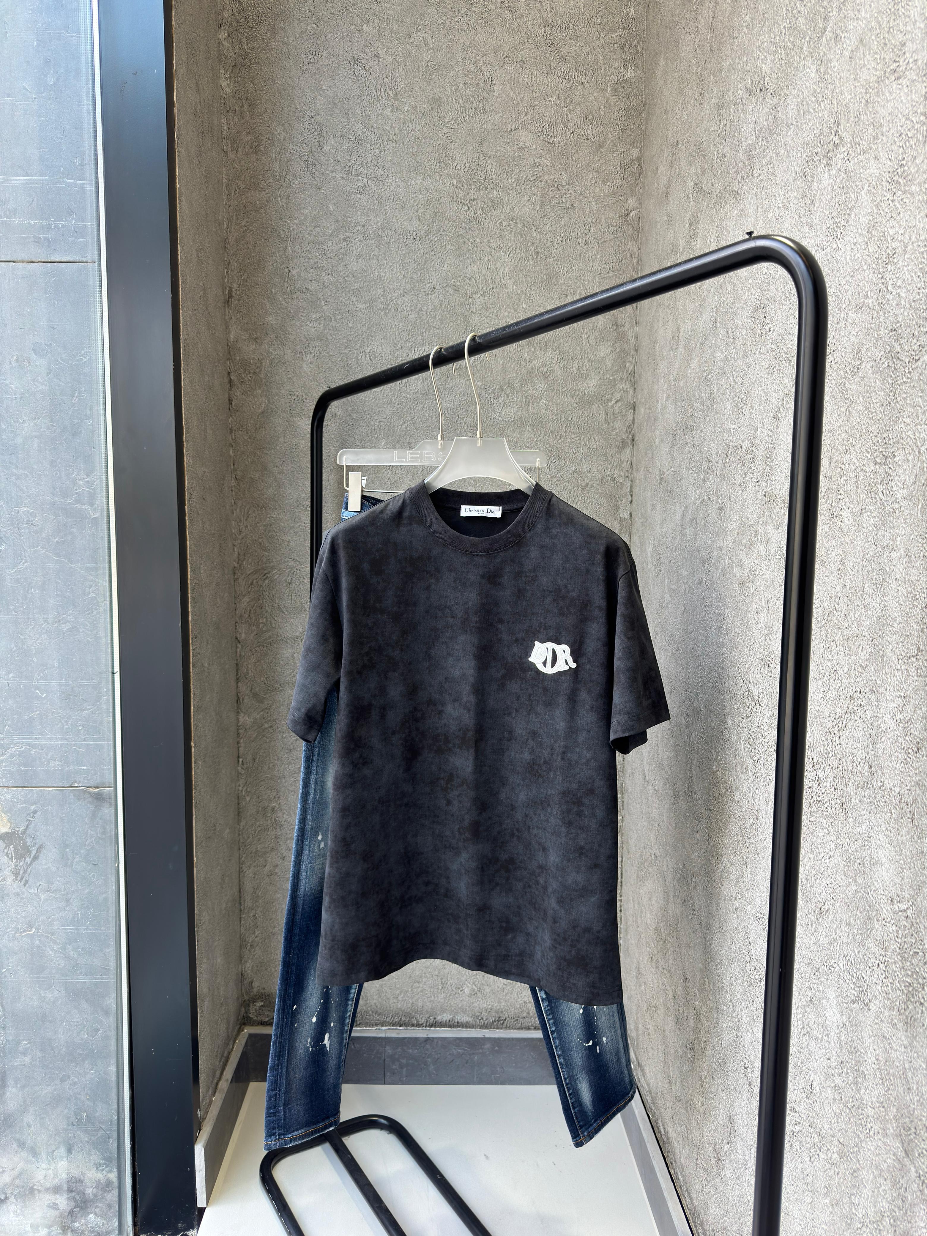 Dior - Acid-Wash Cotton Jersey T-Shirt – Charcoal Grey with Logo Patch