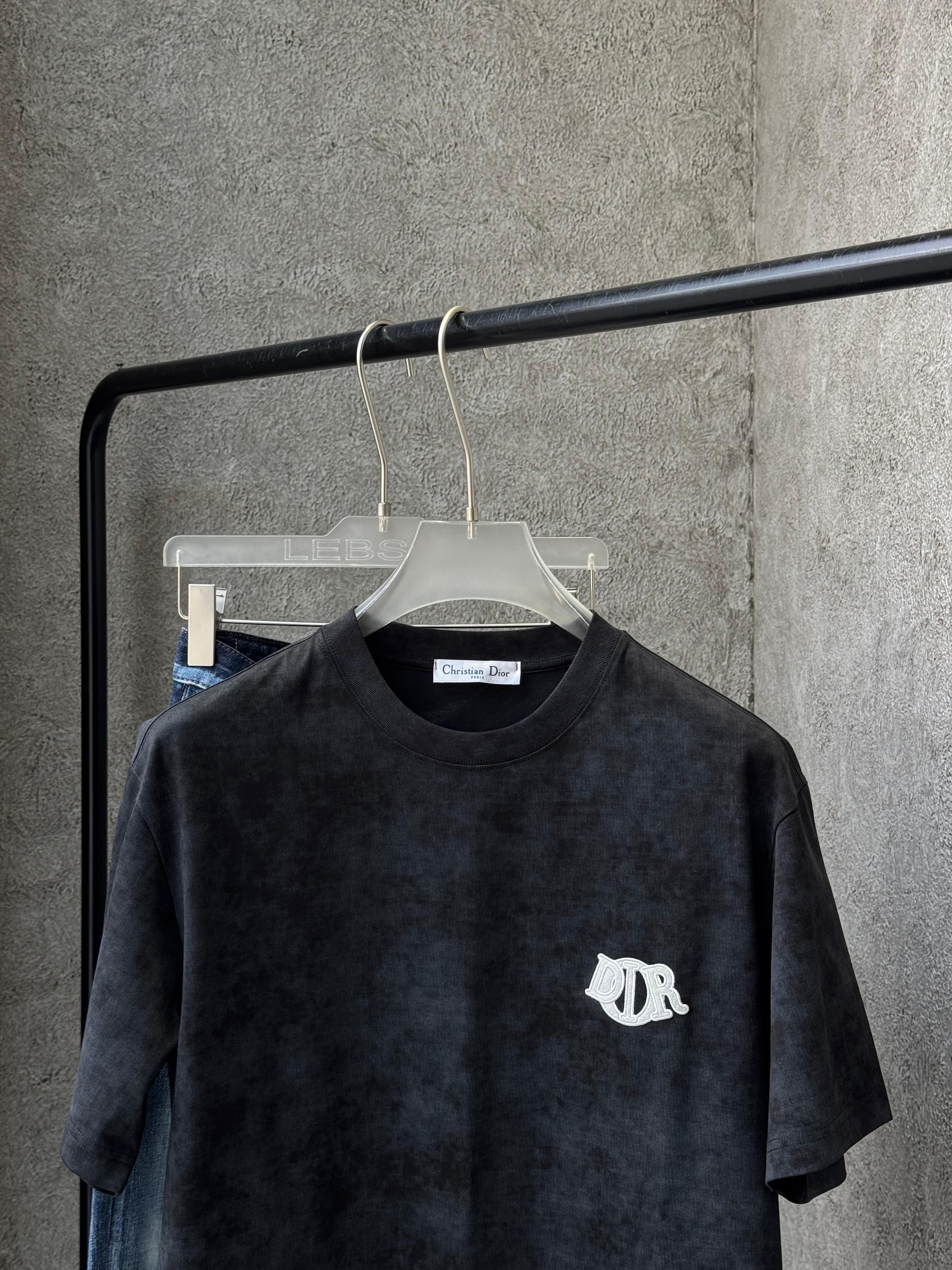 Dior - Acid-Wash Cotton Jersey T-Shirt – Charcoal Grey with Logo Patch