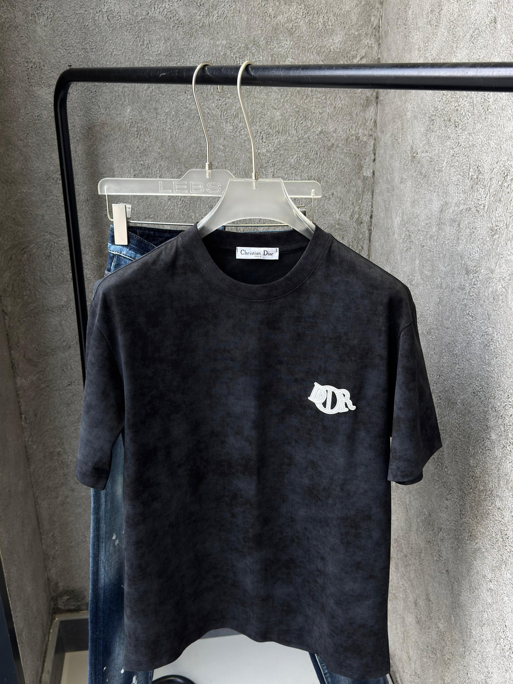 Dior - Acid-Wash Cotton Jersey T-Shirt – Charcoal Grey with Logo Patch
