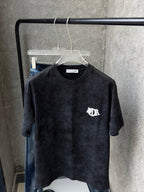Dior - Acid-Wash Cotton Jersey T-Shirt – Charcoal Grey with Logo Patch