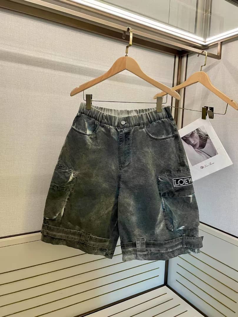 Loewe - Acid-Wash Canvas Cargo Shorts – Distressed Charcoal