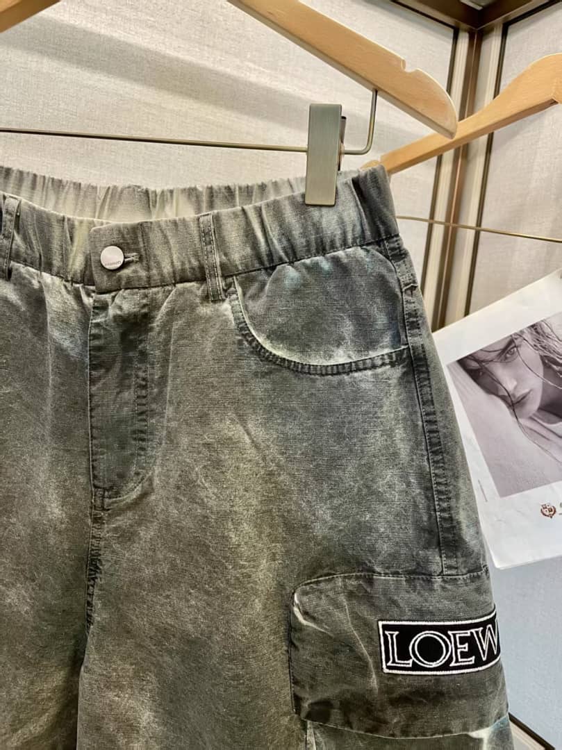 Loewe - Acid-Wash Canvas Cargo Shorts – Distressed Charcoal