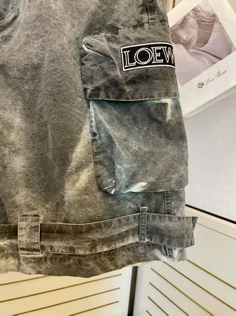 Loewe - Acid-Wash Canvas Cargo Shorts – Distressed Charcoal