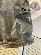Loewe - Acid-Wash Canvas Cargo Shorts – Distressed Charcoal