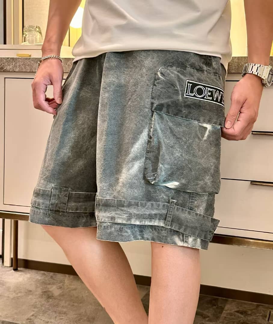 Loewe - Acid-Wash Canvas Cargo Shorts – Distressed Charcoal