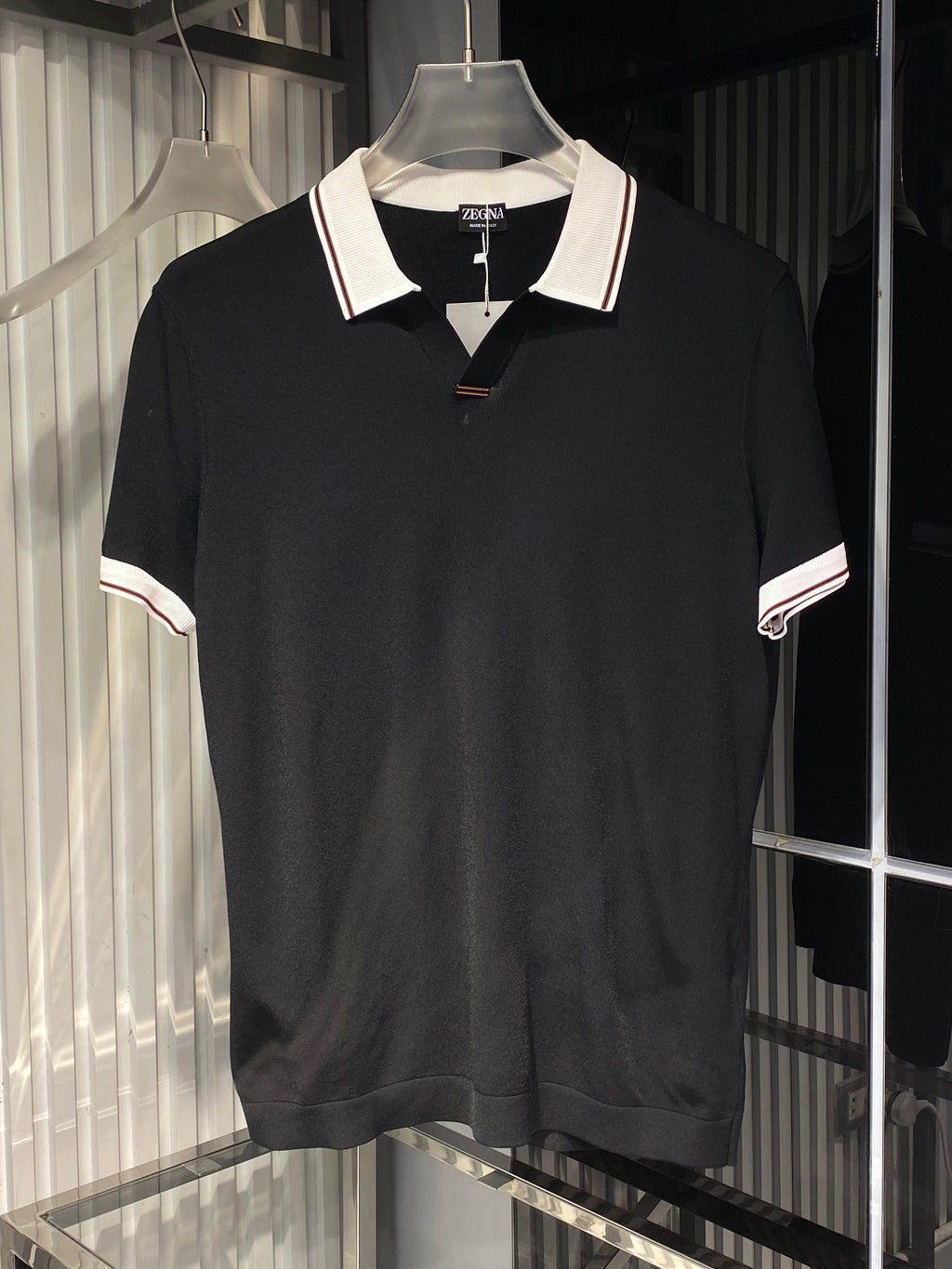 Zegna - Contrast-Collar Silk & Cotton Knit Polo – Nero
