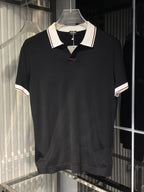 Zegna - Contrast-Collar Silk & Cotton Knit Polo – Nero
