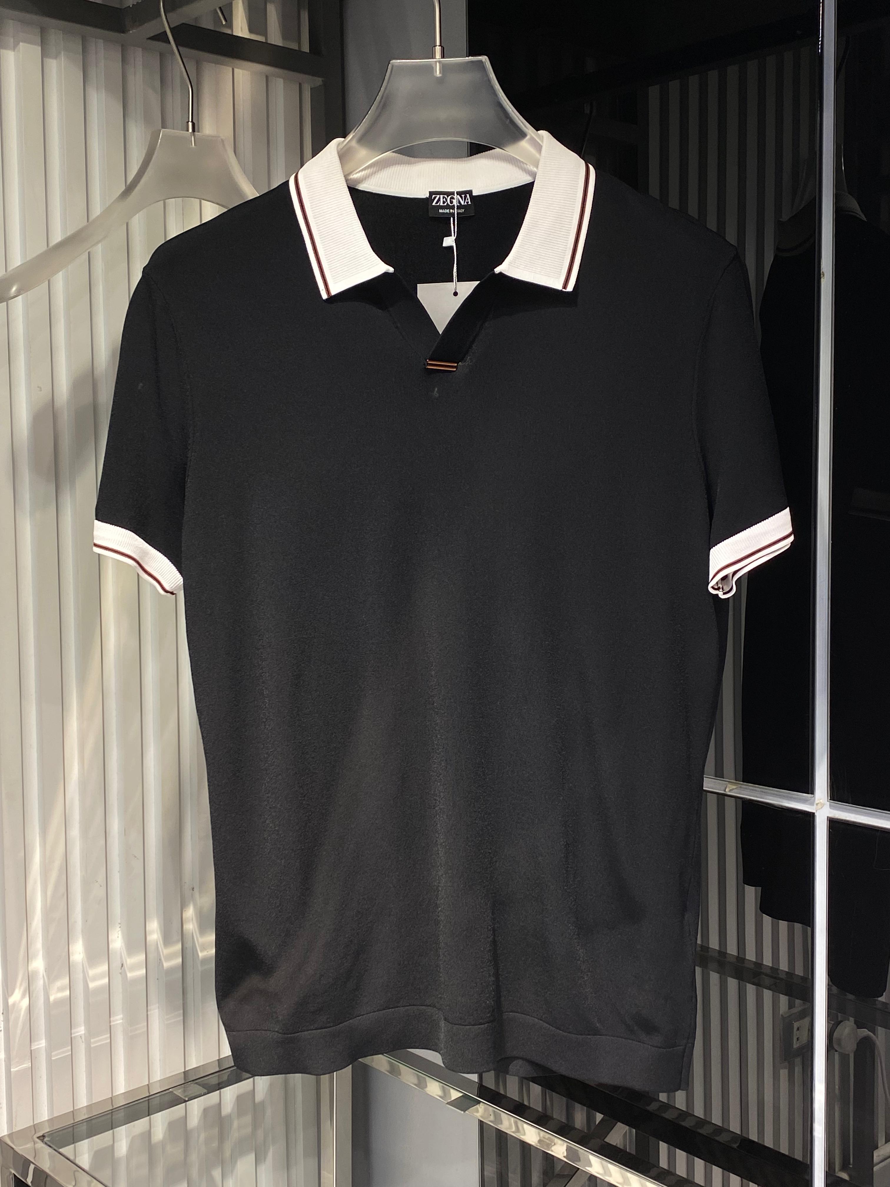 Zegna - Contrast-Collar Silk & Cotton Knit Polo – Nero