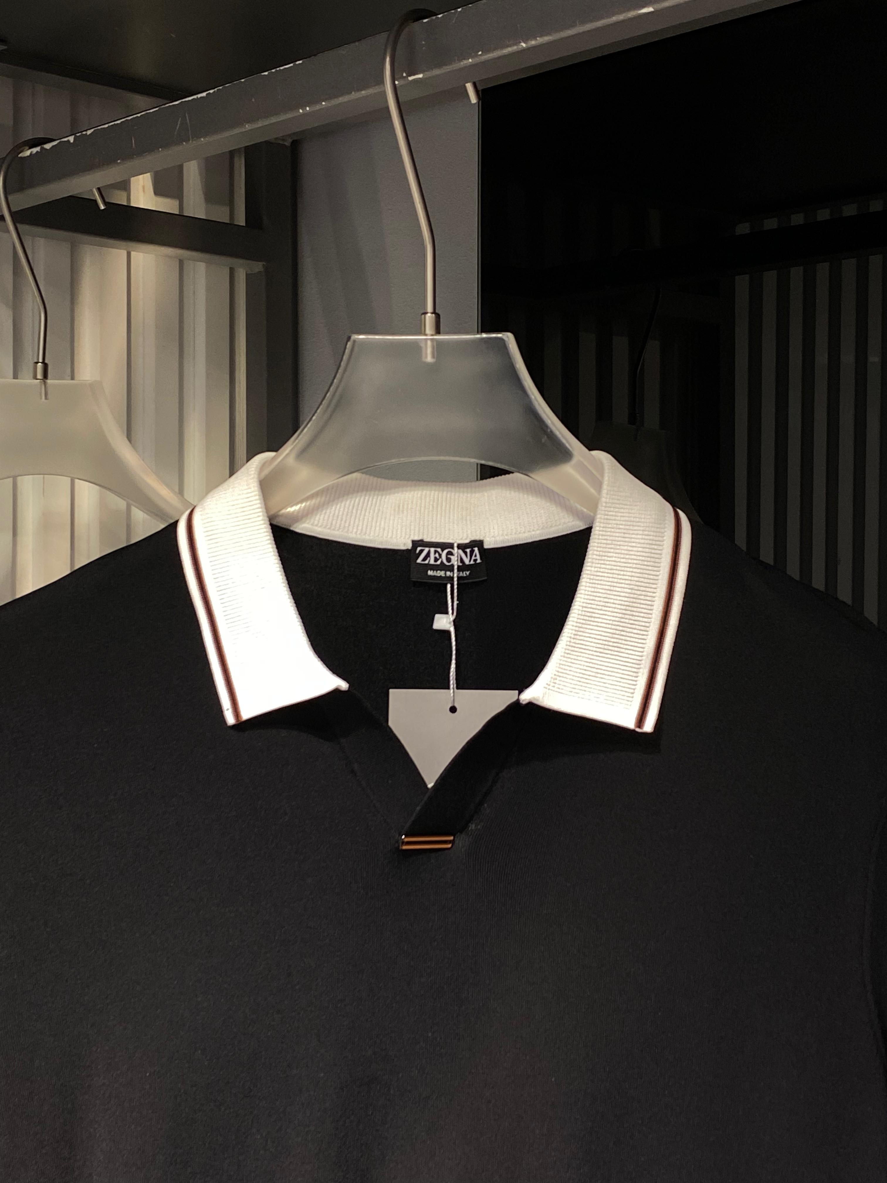 Zegna - Contrast-Collar Silk & Cotton Knit Polo – Nero