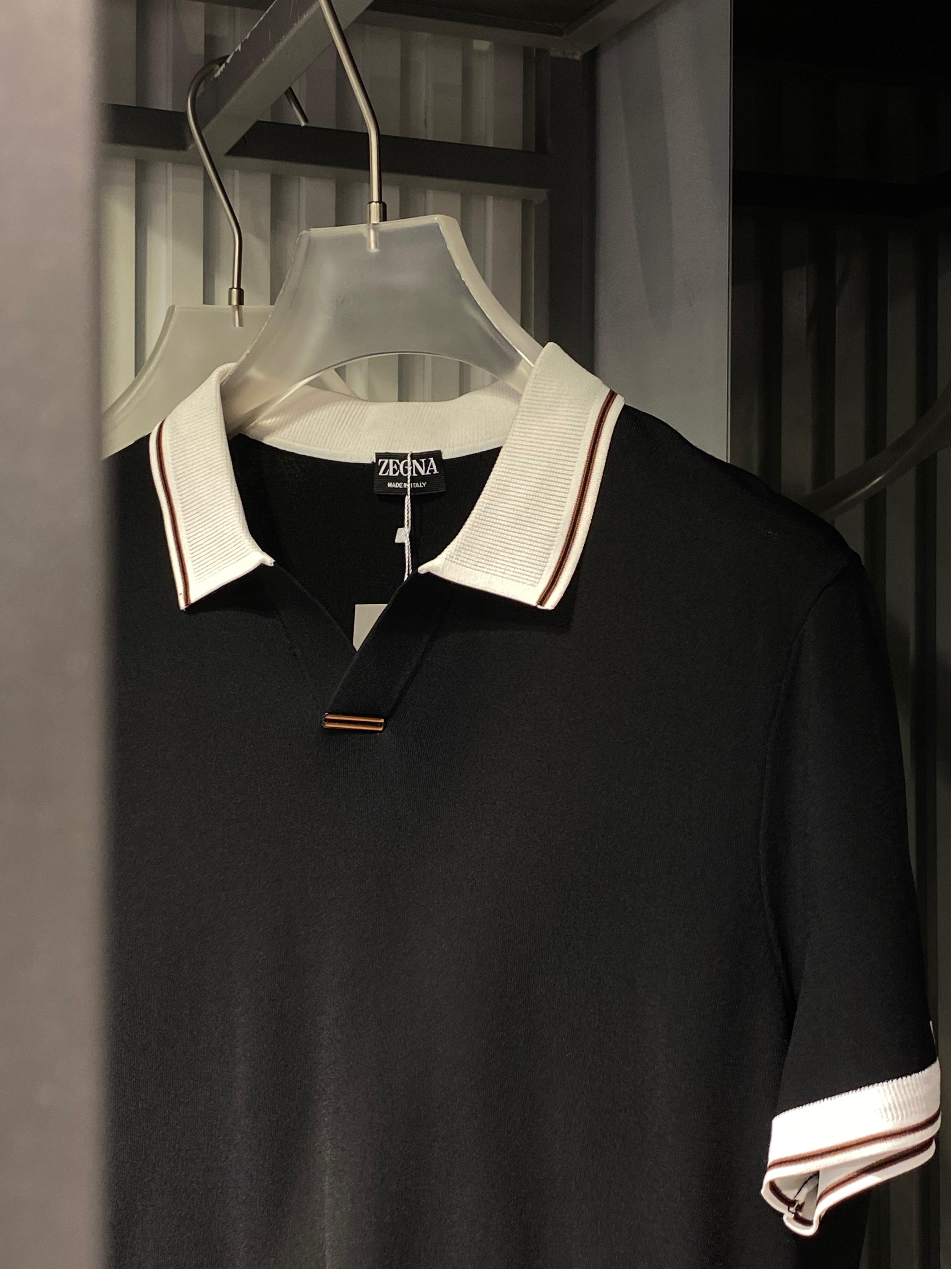 Zegna - Contrast-Collar Silk & Cotton Knit Polo – Nero