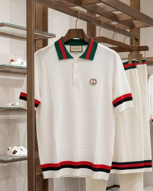 Gucci - Web Stripe Cotton Knit Polo