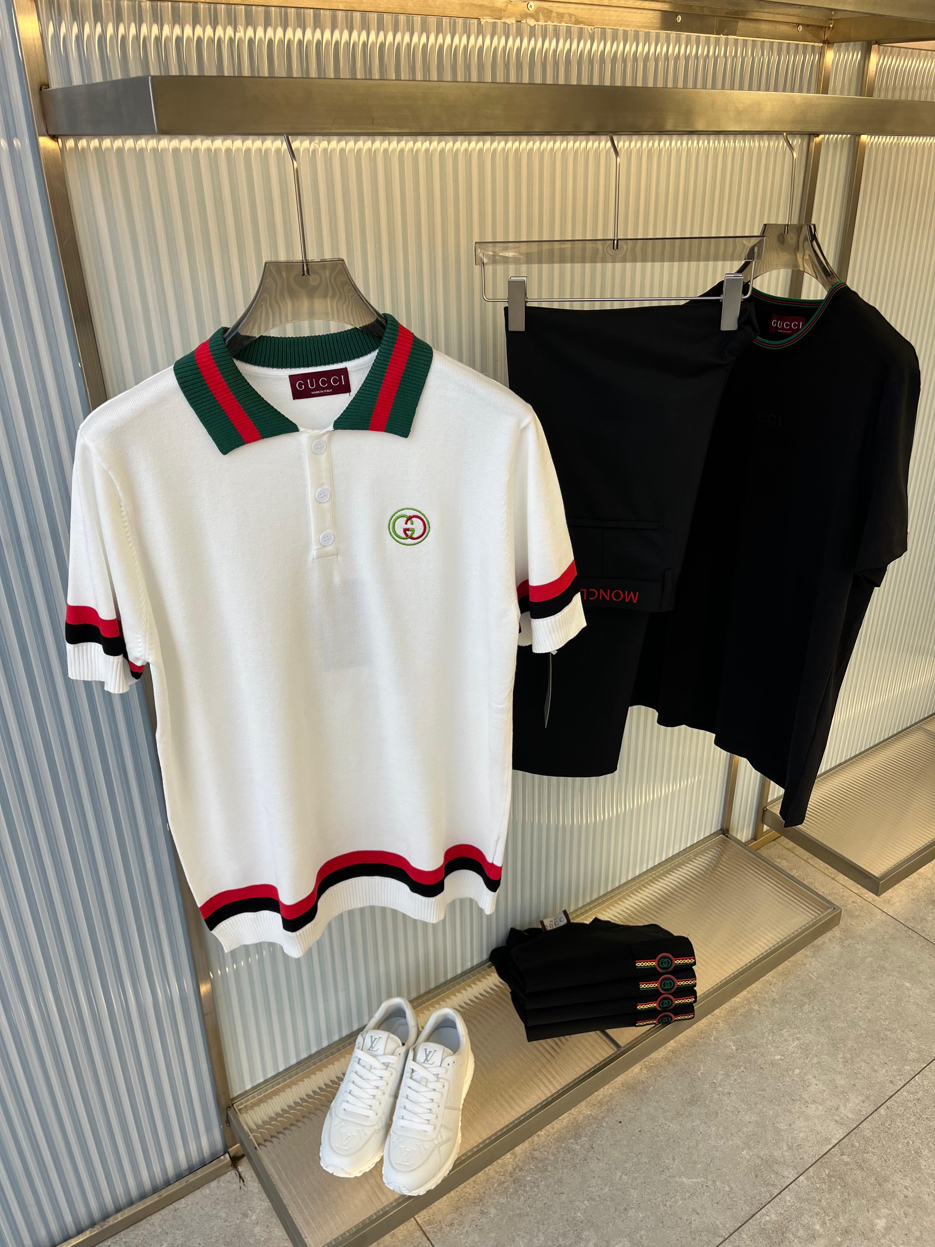 Gucci - Web Stripe Cotton Knit Polo