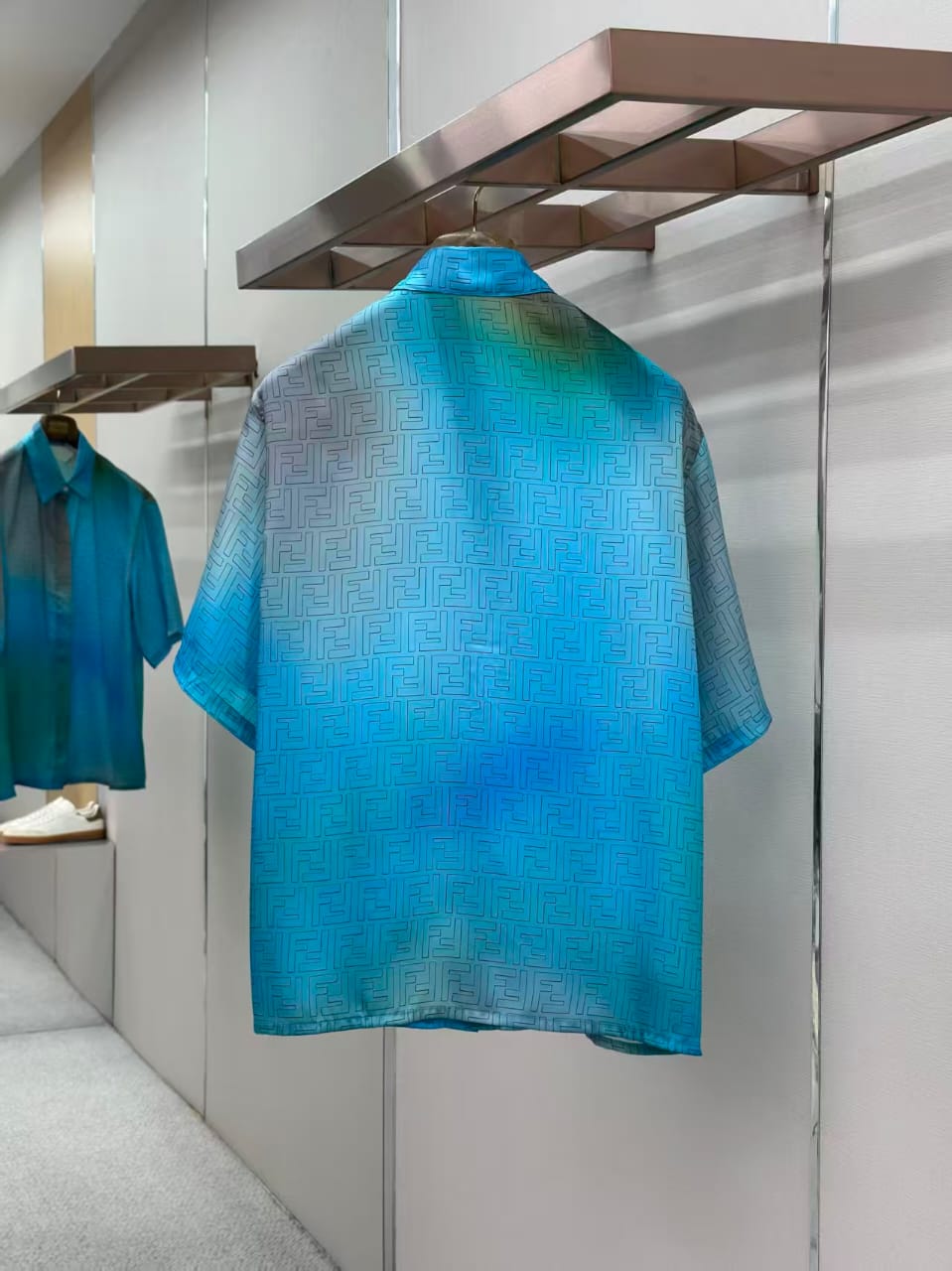 Fendi - FF Monogram Gradient Silk Twill Shirt – Turquoise/Azure