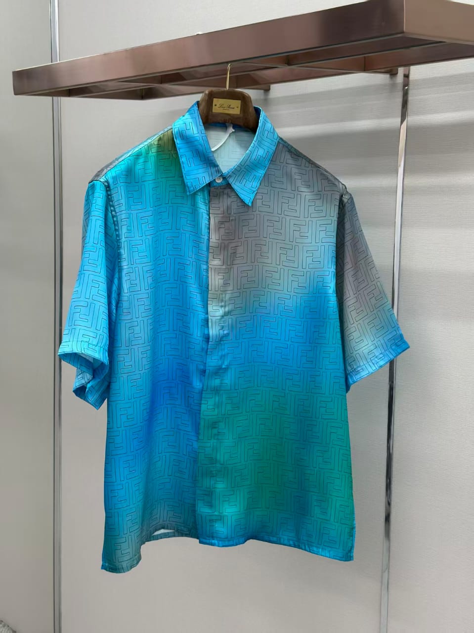 Fendi - FF Monogram Gradient Silk Twill Shirt – Turquoise/Azure