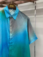 Fendi - FF Monogram Gradient Silk Twill Shirt – Turquoise/Azure