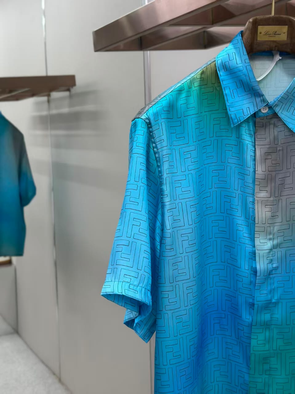 Fendi - FF Monogram Gradient Silk Twill Shirt – Turquoise/Azure