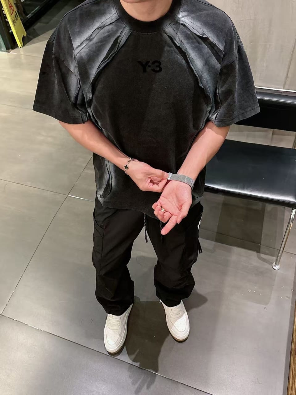 Y-3 - Deconstructed Panelled Graphic T-Shirt – Black/Shadow