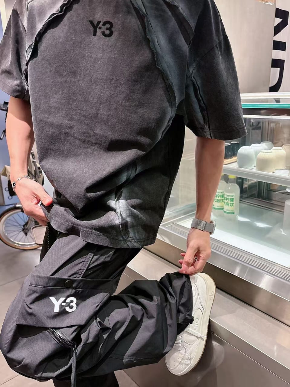 Y-3 - Deconstructed Panelled Graphic T-Shirt – Black/Shadow