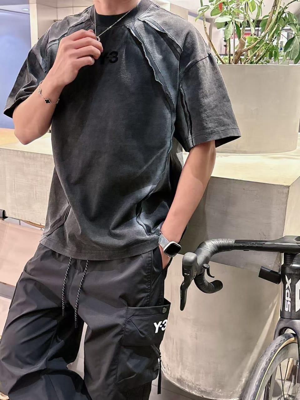 Y-3 - Deconstructed Panelled Graphic T-Shirt – Black/Shadow