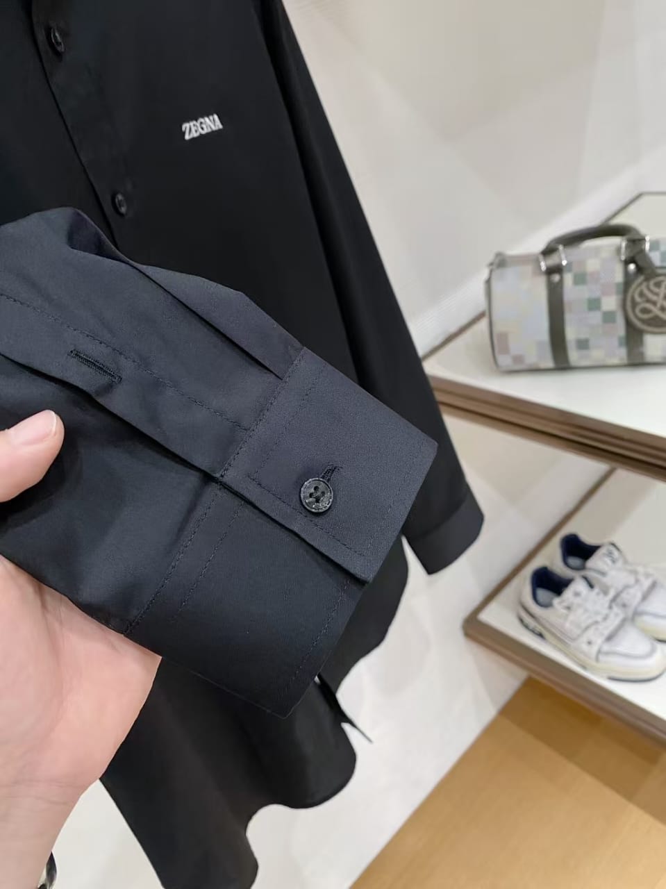 Zegna - Embroidered Logo Long-Sleeve Shirt