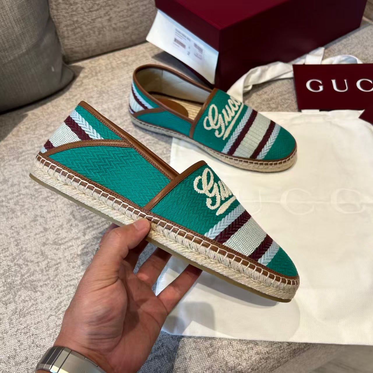 Gucci - Logo Embroidered Canvas Espadrilles