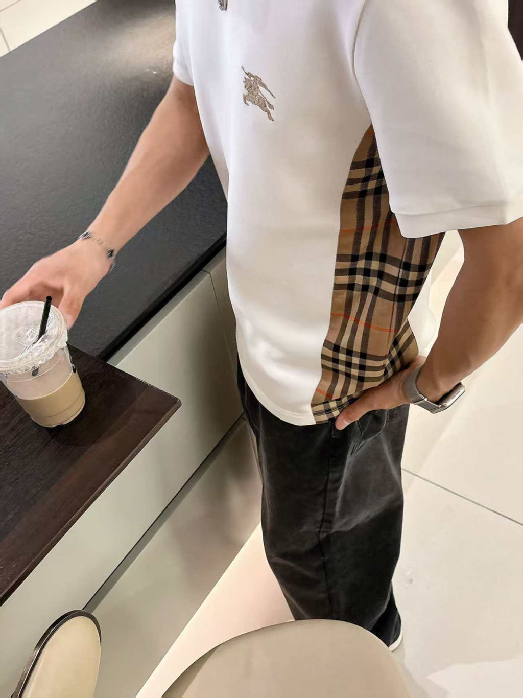Burberry - Check Panel Logo T-Shirt