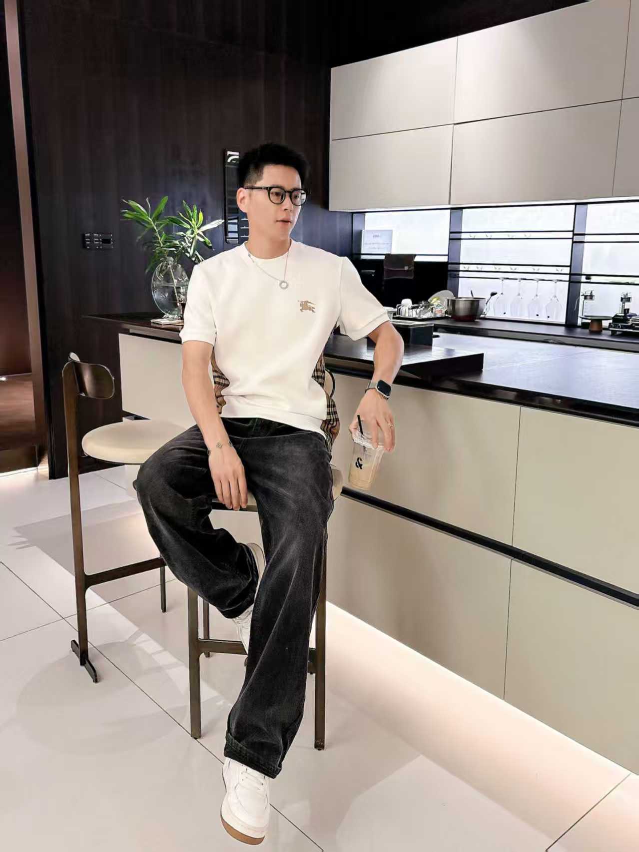 Burberry - Check Panel Logo T-Shirt