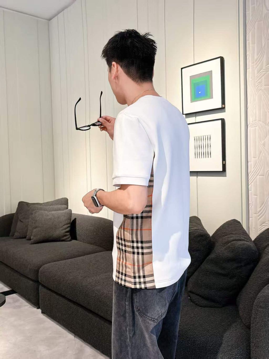 Burberry - Check Panel Logo T-Shirt