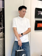 Prada - Embroidered Logo Mandarin Collar Polo