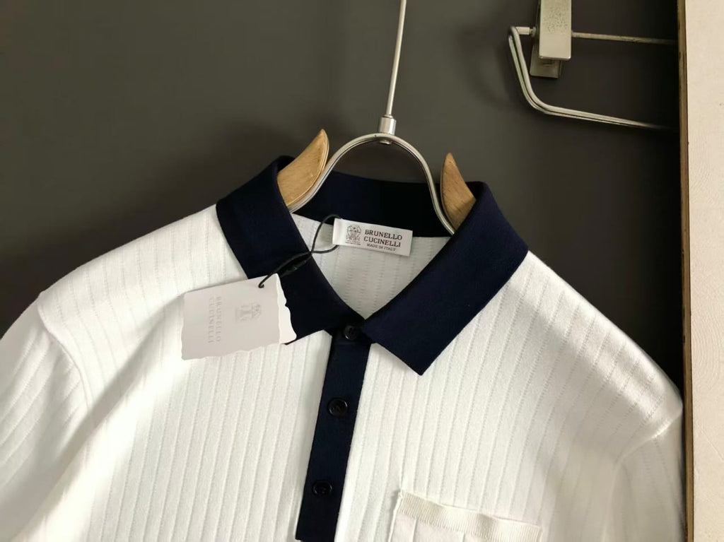 Brunello Cucinelli - Ribbed Knit Cotton Polo Shirt