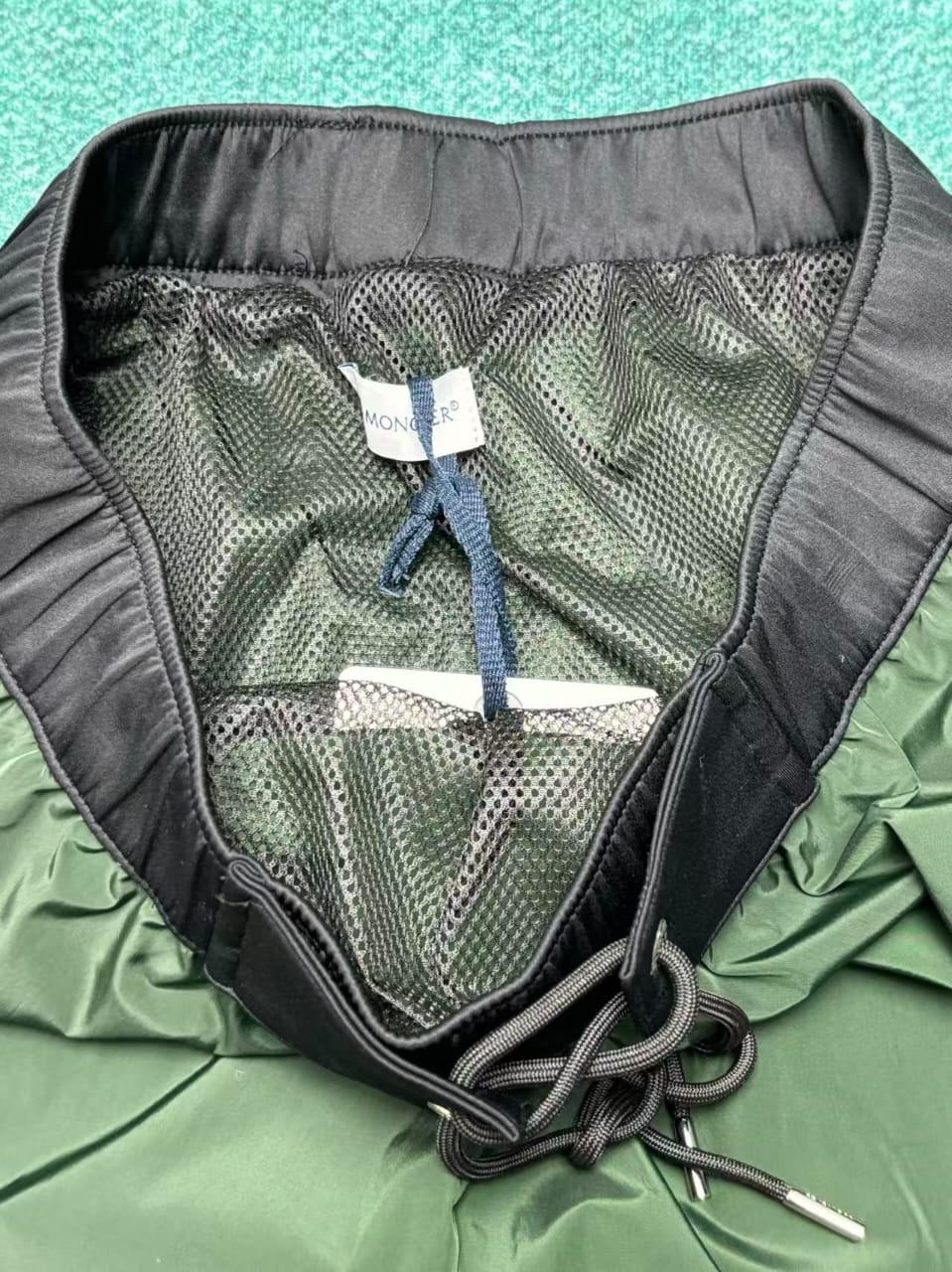 Moncler - Contrast Waistband Swim Shorts in Forest Green