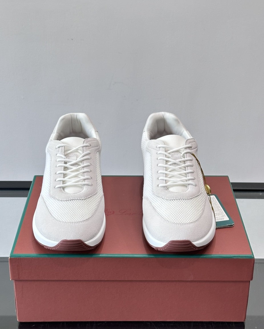 Loro Piana - Nuages Suede & Mesh Sneakers in White