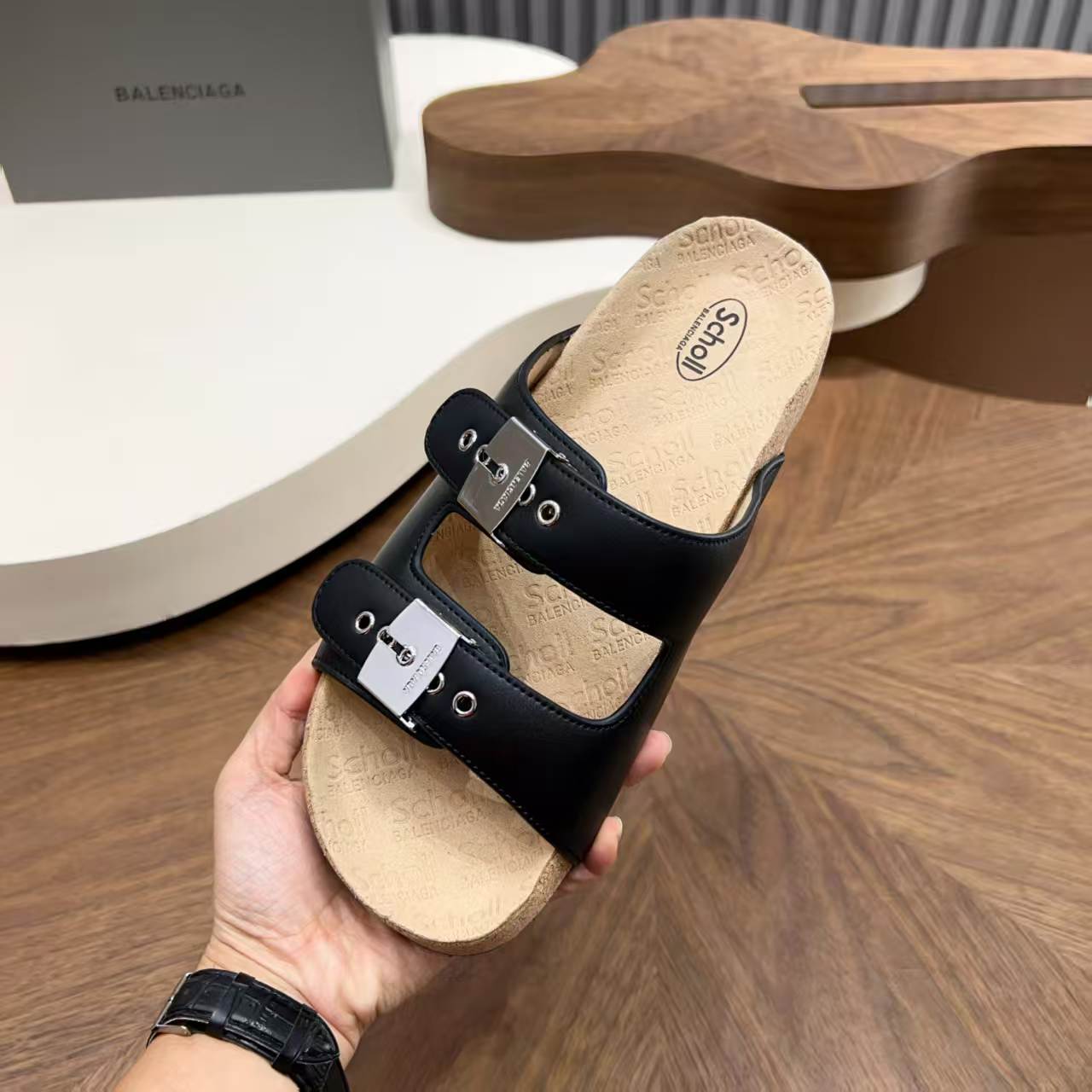 Balenciaga - x Scholl Pescura Slide Sandals