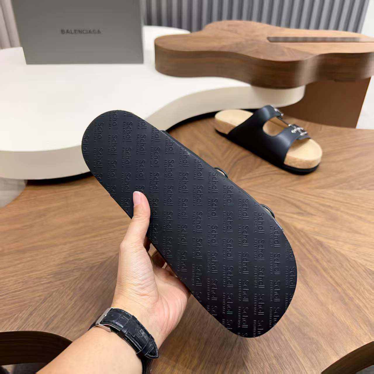 Balenciaga - x Scholl Pescura Slide Sandals